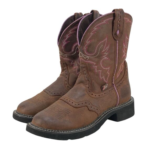 Justin Gypsy Western Boots L9903 Brown Leather Women’s Size 7.5B (HF20) - Picture 1 of 11